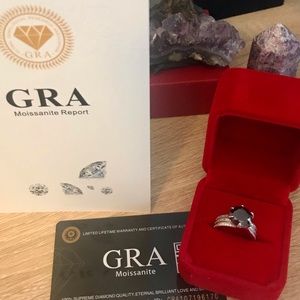 Black Moissanite, 5ct, Sterling Silver Ring, size 7 certified